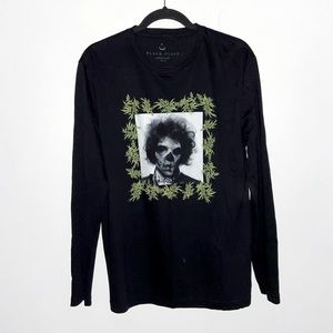 Black Scale Skull Cannabis leaf long sleeve Tee M​​​​​